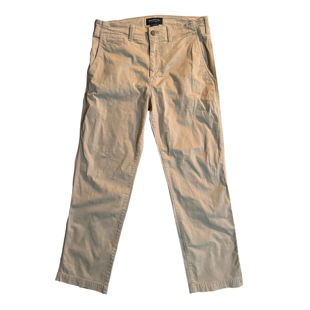 American Eagle Extreme Flex Relaxed Straight Pants Mens 33x30 Khaki Tan Chino
